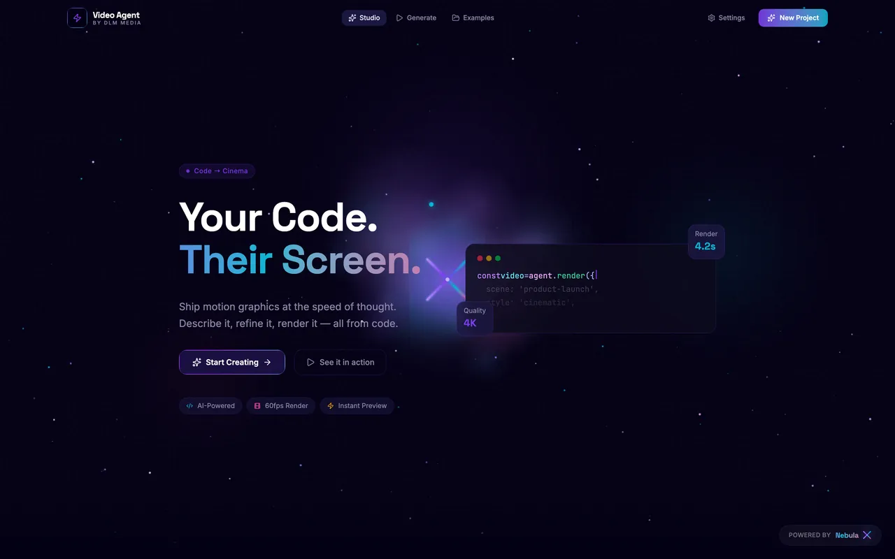 DLM Video Agent application screen