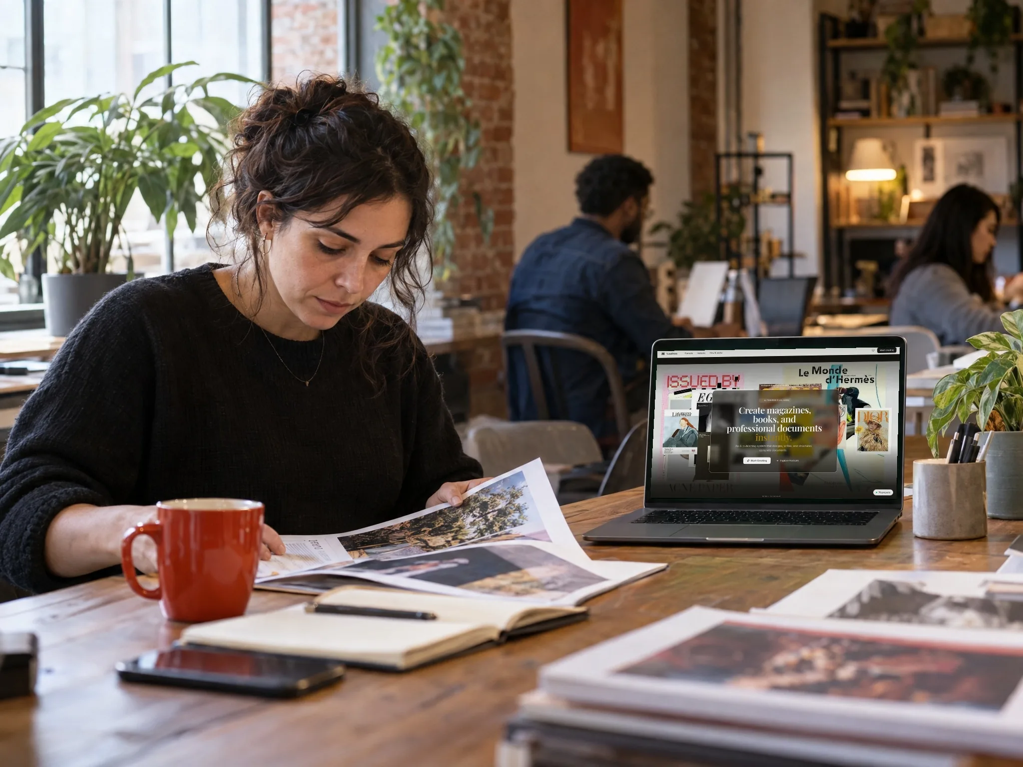 NanoPress home in use: the real product screen on the device in the photograph.