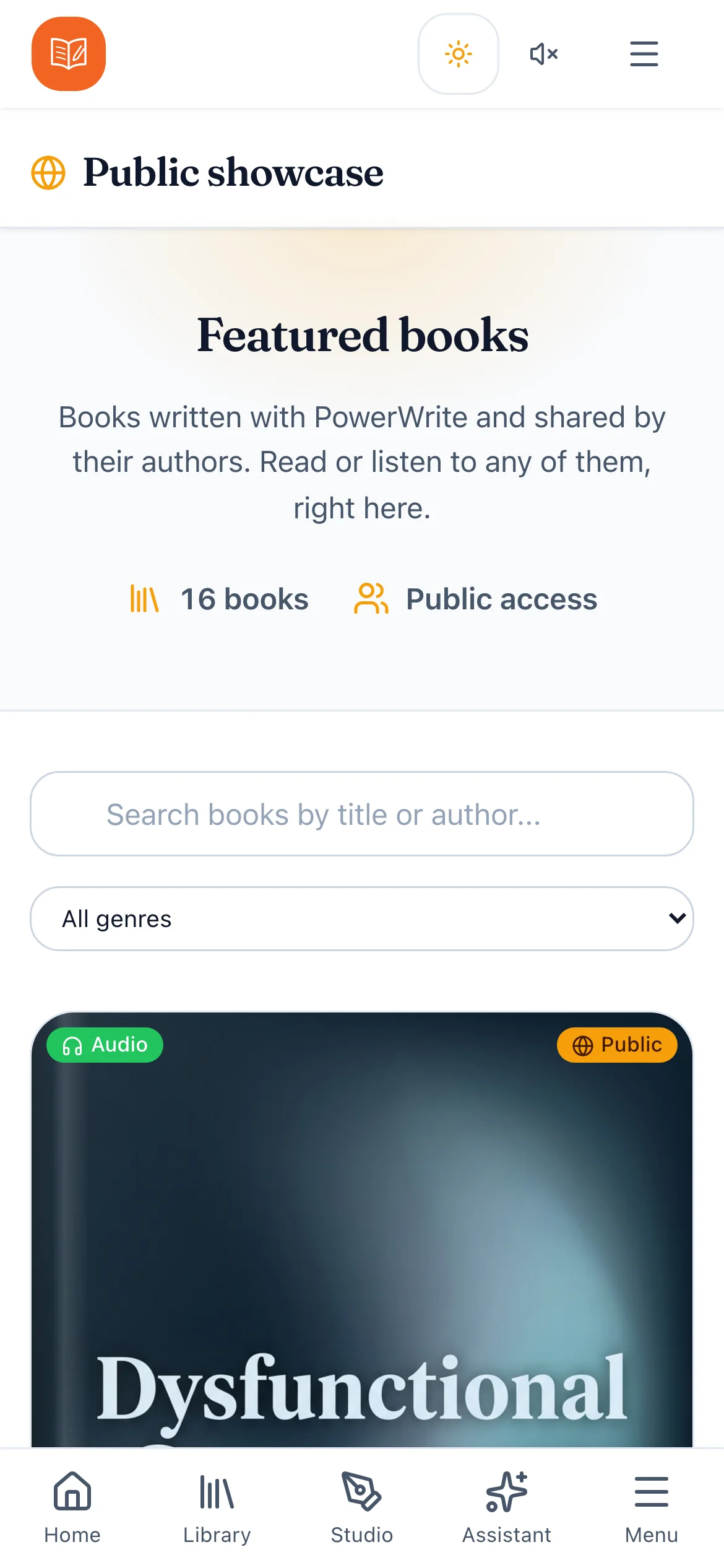 PowerWrite showcase on a phone